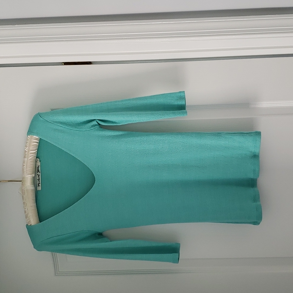 Michael Stars Shine Aqua 3/4 Sleeves Top One Size Fits Most